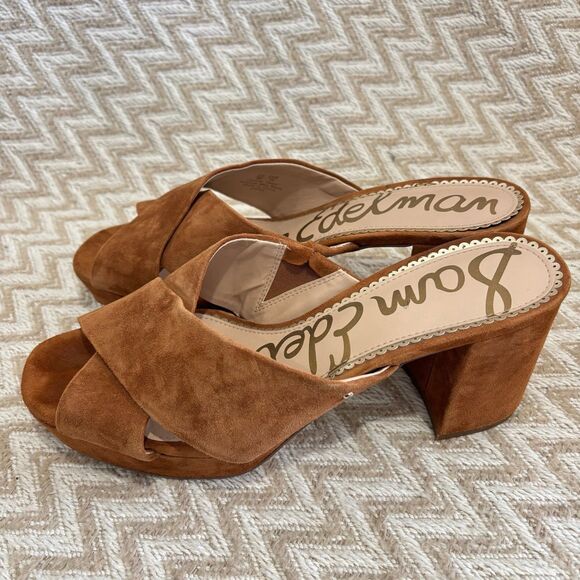 Sam Edelman Jayne Suede Crisscross Heeled Sandals - Picture 4 of 10